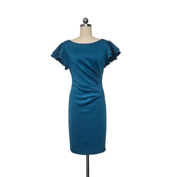 Jessica Howard Flutter Sleeve Sheath Dress, Sz 8, PTP: 17in, L: 36.5 in - Picture 1 of 6